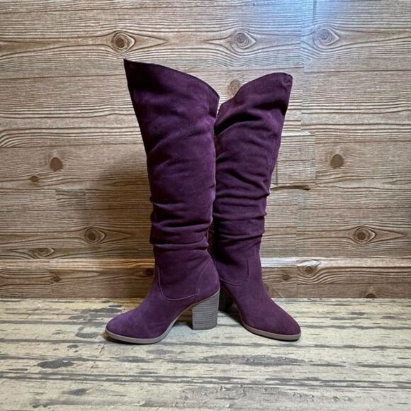 NWOT Nine West Purple Suede Slouch Boots sz 6.5 - Picture 5 of 5